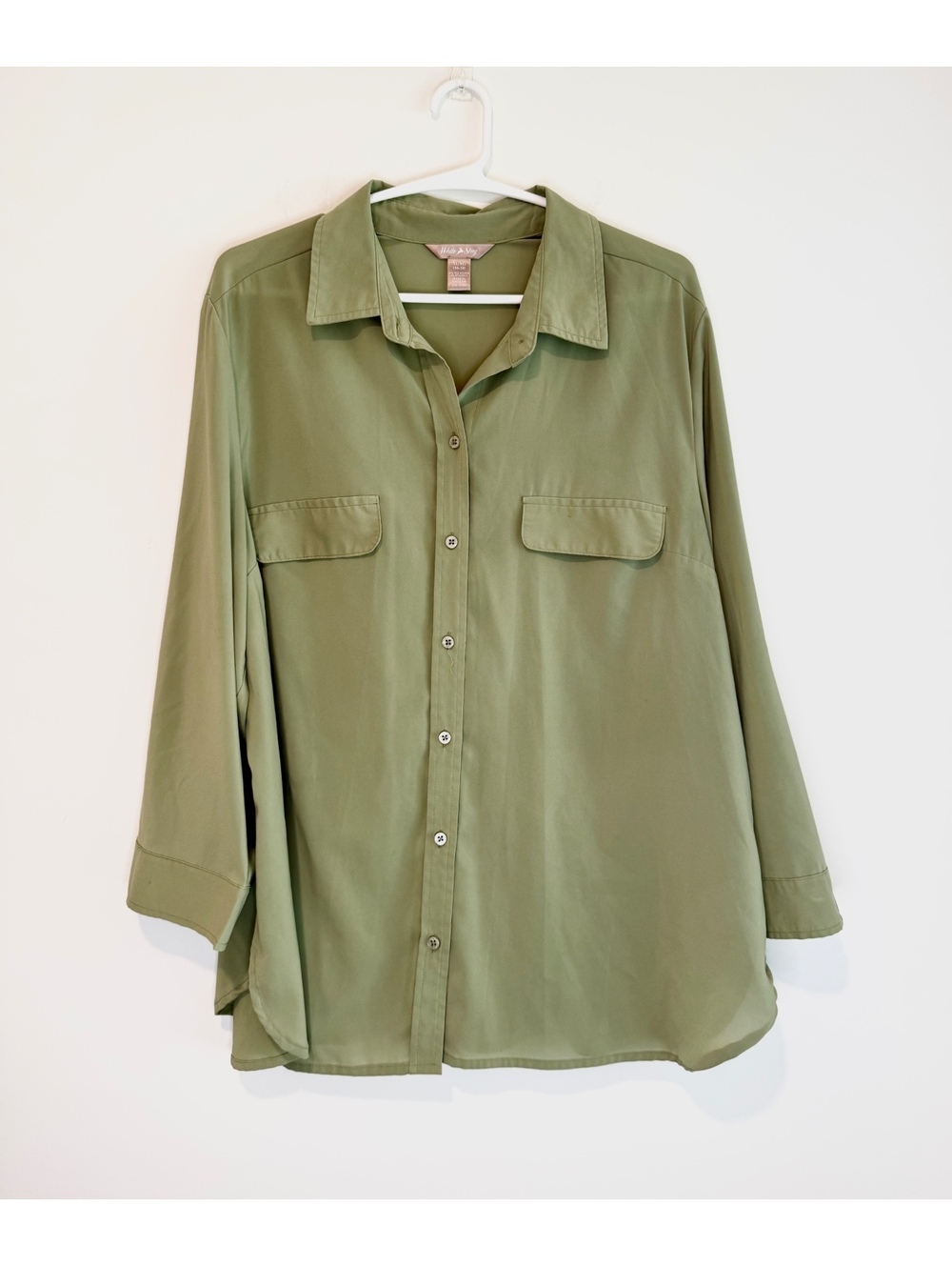 White Stag XL/1X (16-18) Olive Green Button-Up Blouse